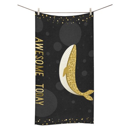 MYPOP Gold Whale Fish Shower Towel Bathroom Bath Towel 30x56 inches