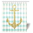 thumbnail image 1 of MYPOP Golden Glitter Anchor Shower Curtain, Nordic Marine Golden Anchor with Blue Stripes Nautical Design Fabric Bathroom Decor Set with Hooks, 60 X 72 Inches, 1 of 2