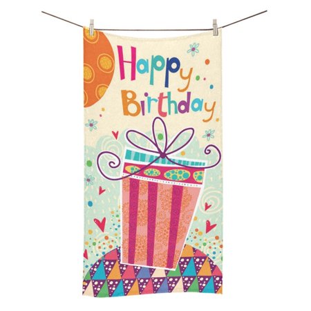 MYPOP Happy Birthday with Gift and Balloons Shower Towel Bathroom Bath Towel 30x56 inches