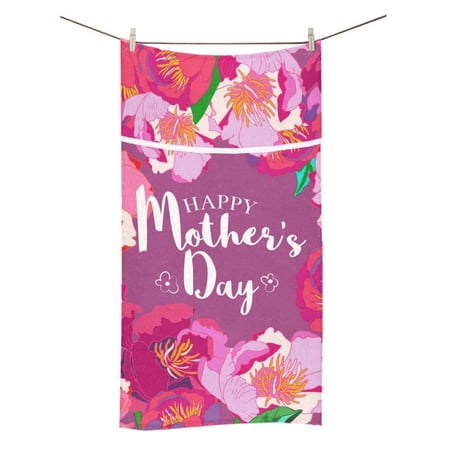 MYPOP Happy Mothers Day Blooming Pink Flowers Shower Towel Bathroom Bath Towel 30x56 inches