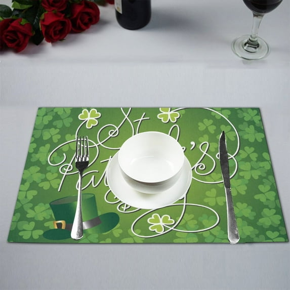 MYPOP Happy St. Patrick's Day Kitchen Table Mat Placemats for Dining Table 12x18 inches
