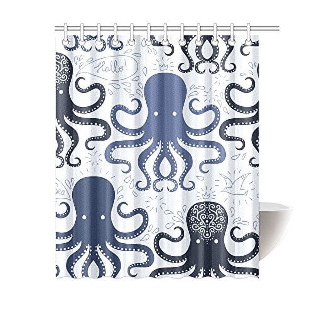 MYPOP Helllo Octopus Shower Curtain Decor For Baby, Sea Creatures Sea