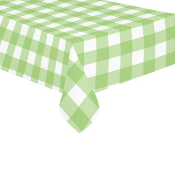 MYPOP Home Seamless Gingham Checkered Cotton Linen Tablecloth 60x120 Inches, Lime Green Check Desk Sofa Table Cloth Cover for Party Decor
