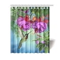 thumbnail image 1 of MYPOP Hummingbirds Decorations Shower Curtain, Hummingbirds and Tree Branch Fuchsia Flower Nature Art Fabric Bathroom Set with Hooks, 60W X 72L Inches Long, Purple Green, 1 of 2