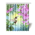 thumbnail image 1 of MYPOP Hummingbirds Shower Curtain, Art with Colibri Bird And Tree Branch Fuchsia Flower Romantic Springtime Tropics Nature Bathroom Set, 60 X 72 Inches, Purple Green, 1 of 2