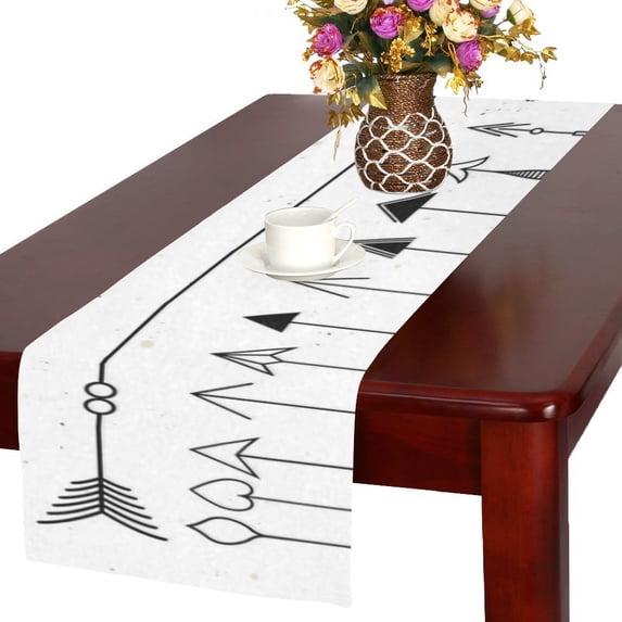 MYPOP Indian Style Arrows Cotton Linen Table Runner 14x72 Inches