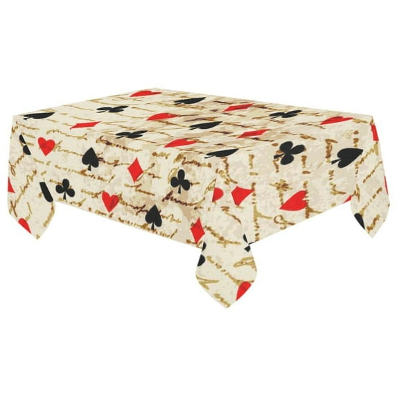 MYPOP Las Vegas Memorabilia Poker Tablecloth 60x104 Inches, Card Game Tablecover Desk Table Cloth Cover for Wedding Party Decor
