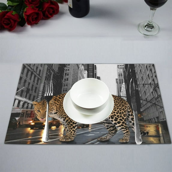 MYPOP Leopard Kitchen Table Mat Placemats for Dining Table 12x18 inches