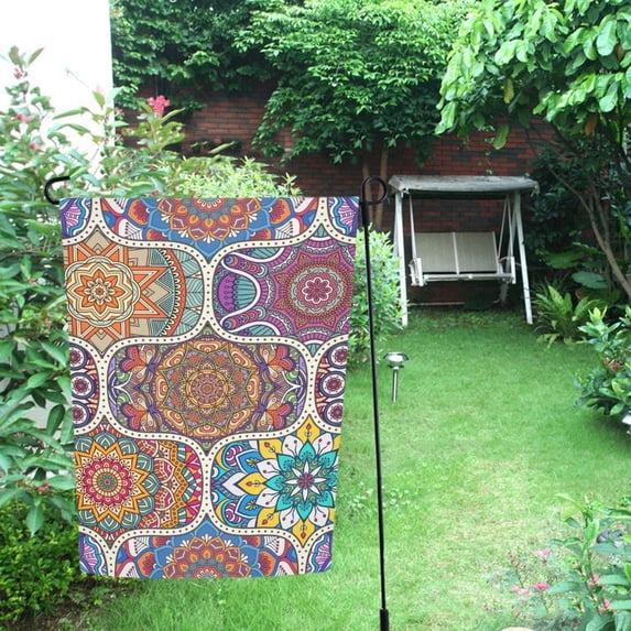 MYPOP Mandala Seamless Tile Pattern Garden Flag For Patio, Lawn and Garden 12x18 inches
