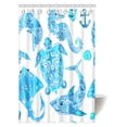 thumbnail image 1 of MYPOP Marine Animals Shower Curtain, Pattern with Turtle Dolphin Seahorse Mollusk Shark Fauna Exotic Tropical Aquatic Bathroom Shower Curtain with Hooks, 48 X 72 Inches, 1 of 2