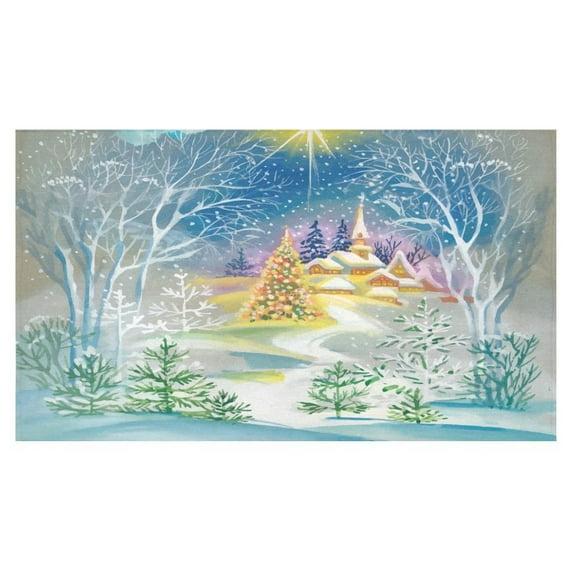 MYPOP Merry Christmas Winter Snow Tablecloth Set 60x104 Inches - Snowflake Pinetree Tablecover Desk Table Cloth Cover for Party Decor