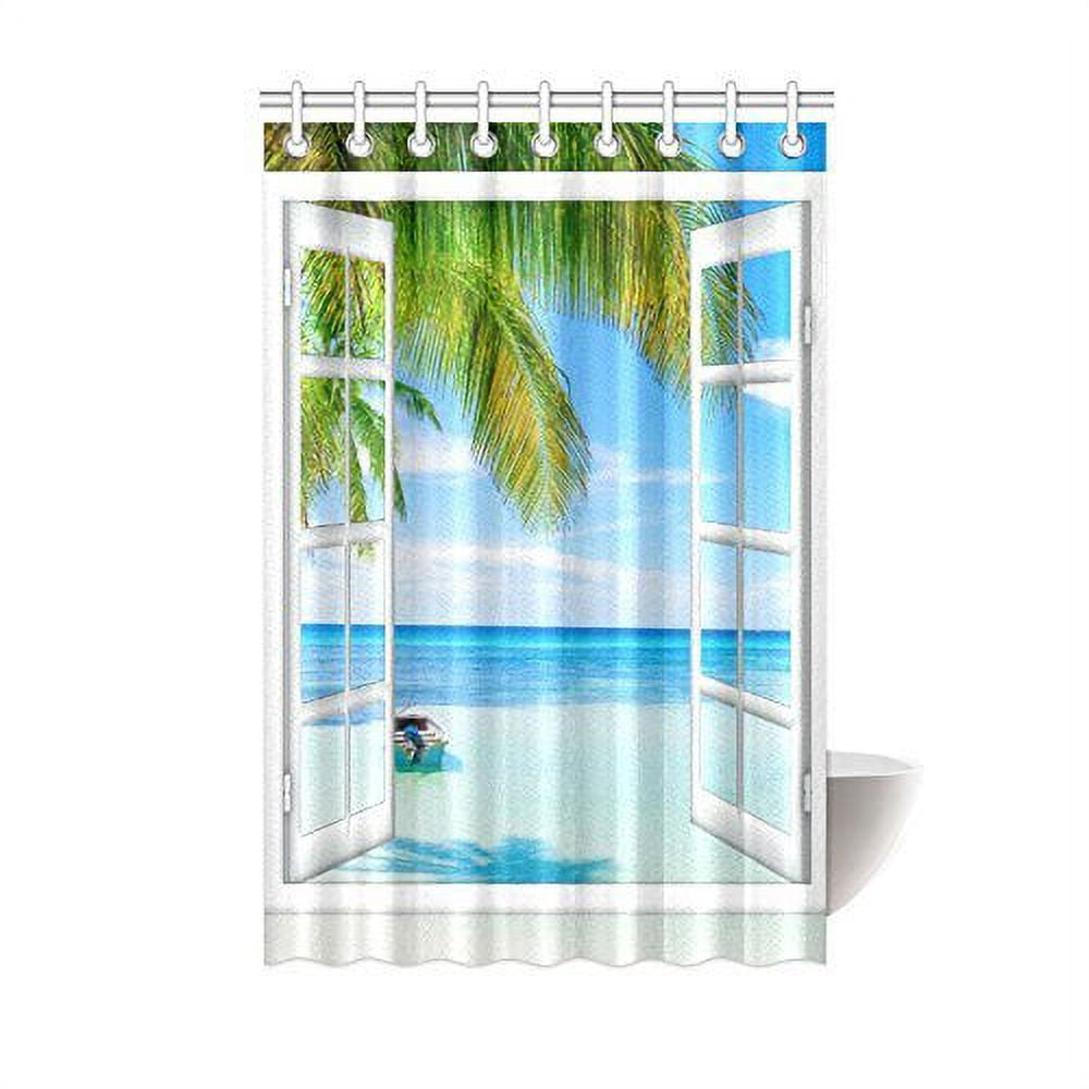 MYPOP Ocean Shower Curtain 48 X 72 Inches Long, Tropical Palm Trees on ...