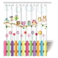 thumbnail image 1 of MYPOP Owls Shower Curtain Decor, Cute Owls on a Branch Sunny Day Countryside Farmhouse Fences Wildflowers Fabric Bathroom Set with Hooks, 60 X 72 Inches, 1 of 3