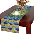 thumbnail image 1 of MYPOP Peacock Feathers Cotton Linen Table Runner 16x72 Inches, 1 of 5