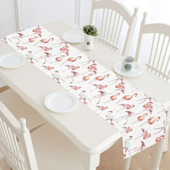 MYPOP Pink Flamingo Pattern Table Runner Home Decor 14x72 Inch,Flamingo Table Cloth Runner for Wedding Party Banquet Decoration