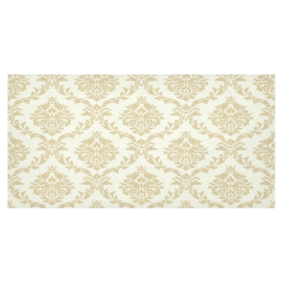 MYPOP Prestige Beige Damask Cotton Linen Tablecloth 60x120 Inches, Indian Mandala Desk Sofa Table Cloth Cover for Party Decor Home Decoration