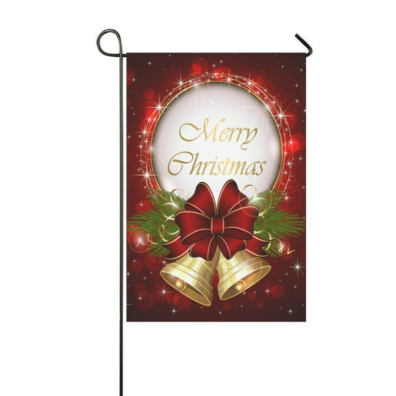 MYPOP Red Christmas Bell Bow Garden Flag House Banner 12 x 18 inch