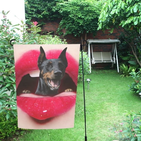 MYPOP Red Lips Dog Decor Garden Flag 12x18 inches