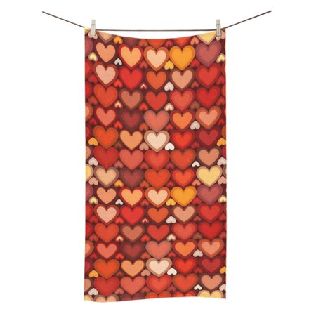 MYPOP Red Mottled Bright Hearts Shower Towel Bathroom Bath Towel 30x56 inches