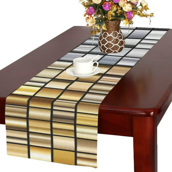 MYPOP Silver Bronze Cotton Linen Table Runner 16x72 Inches
