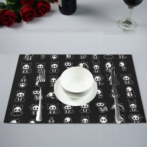 MYPOP Skelanimals Kitchen Table Mat Placemats for Dining Table 12x18 inches
