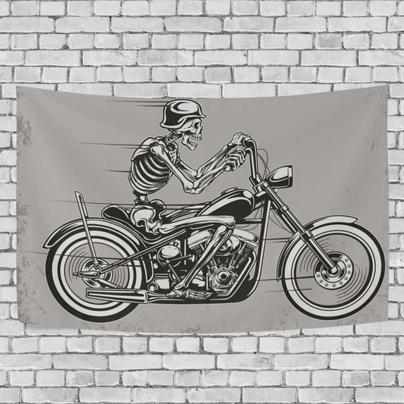 MYPOP Skull Motorcycle Tapestry Wall Decor Living Room Dorm Tapestries DIY 90 x 60 inches