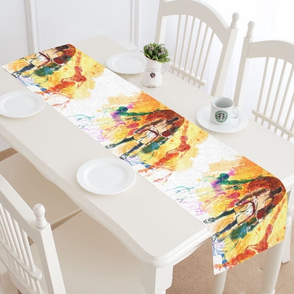 MYPOP Sports Basketball Table Runner Home Decor 16x72 Inch, Watercolor Table Cloth Runner for Wedding Party Banquet Decoration