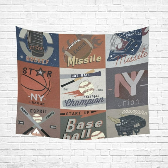 MYPOP Sports Vector Logos Wall Tapestry 51x60 inches Wall Hanging Tapestries