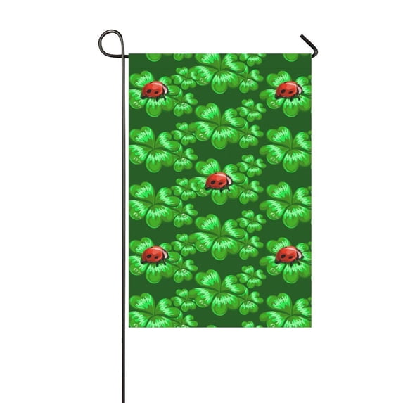 MYPOP Spring Clover Ladybug Long Garden Flag Banner 12 x 18 inch