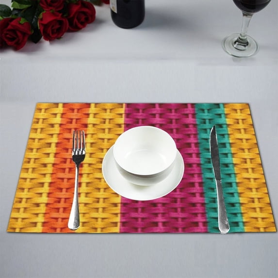 MYPOP Stripe Kitchen Table Mat Placemats for Dining Table 12x18 inches