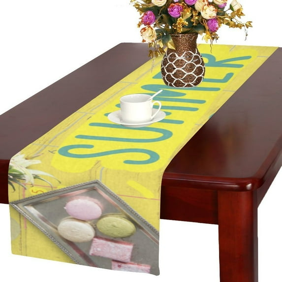 MYPOP Summer Break Fun Party Cotton Linen Table Runner 14x72 Inches