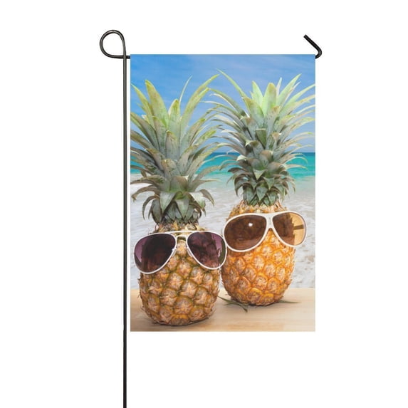 MYPOP Summer Hipster Pineapple with Sunglasses Garden Flag House Banner 12 x 18 inch