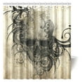 thumbnail image 1 of MYPOP Tattoo Art Decor Shower Curtain, Revenge Fierce Faced Skull Triplets with Romantic Detail of Rose Fabric Bathroom Shower Curtain Set with Hooks, 66 X 72 Inches, 1 of 2