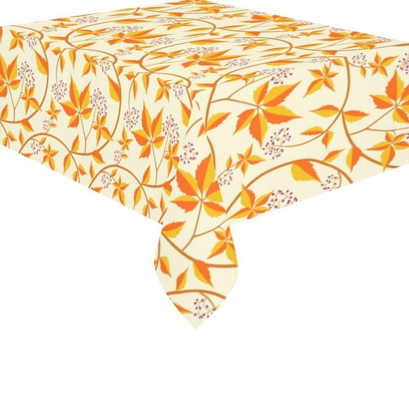 MYPOP Thanksgiving Fall Maple Leaves Tablecloth Sets 52x70 Inches - Yellow Harvest Autumn Leaf Desk Table Cloth Cover for Dinner Party Decoration