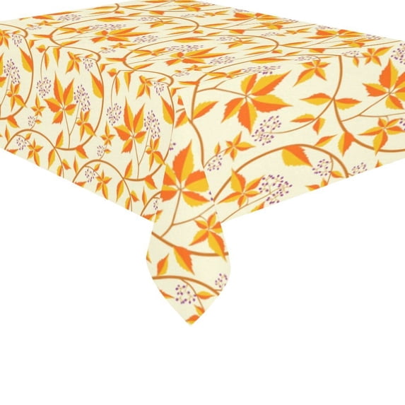 MYPOP Thanksgiving Orange Autumn Maple Leaf Cotton Linen Tableclothes Set 60x84 Inches - Fall Leaf Desk Table Cloth Cover for Wedding Holiday Party Decoration
