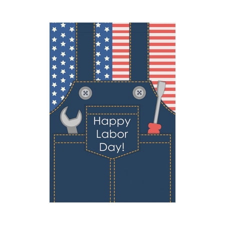 MYPOP USA Labor Day Worker Overalls Garden Flag Outdoor Banner 28 x 40 inch