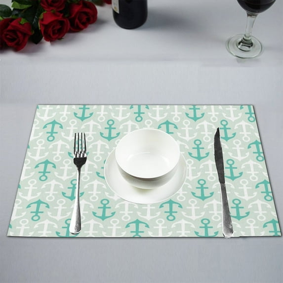 MYPOP Vintage Anchor Pattern Table Placemat Food Mat 12x18 Inches Non Slip Table Mat