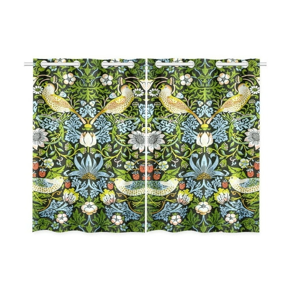 MYPOP Vintage Floral Birds Window Curtain Kitchen Curtain 26x39 inches (Two Piece)