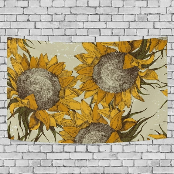 MYPOP Vintage Ornament With Sunflowers Tapestry Wall Hanging Decoration Home Decor Living Room Dorm 60 x 40 inches