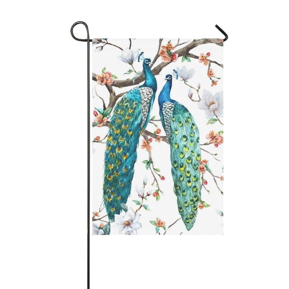 MYPOP Watercolor Beautiful Peacock Long Garden Flag Banner 12 x 18 inch
