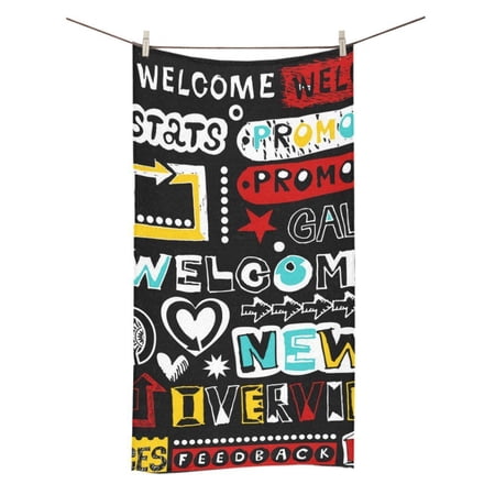 MYPOP Web Design Elements Welcome Shower Towel Bathroom Bath Towel 30x56 inches