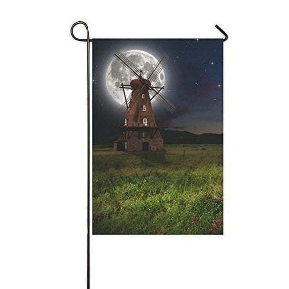 MYPOP Windmill in the Night Yard Garden Flag 28 x 40 Inches