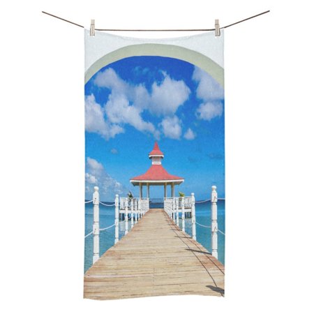 MYPOP Wood Bridge Gazebo in The Sea Shower Towel Bathroom Bath Towel 30x56 inches