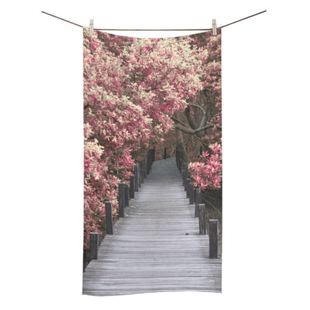 MYPOP Wooden Bridge Into The Autumn Forest Shower Towel Bathroom Bath Towel 30x56 inches