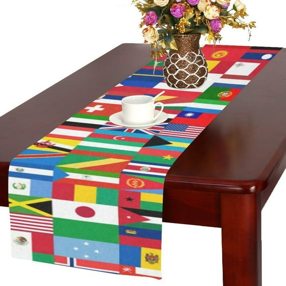 MYPOP World Country Flag Table Runner 16x72 inch For Dinner Parties Events Home Decor