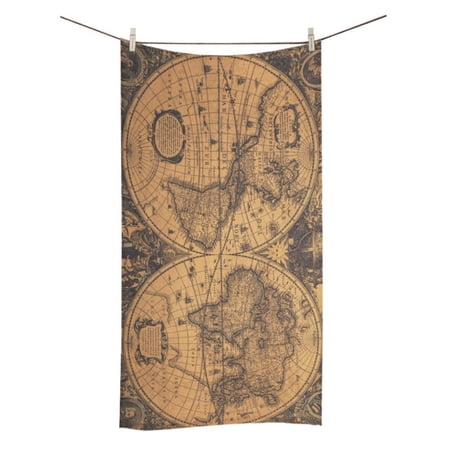 MYPOP World Map Shower Towel Bathroom Bath Towel 30x56 inches