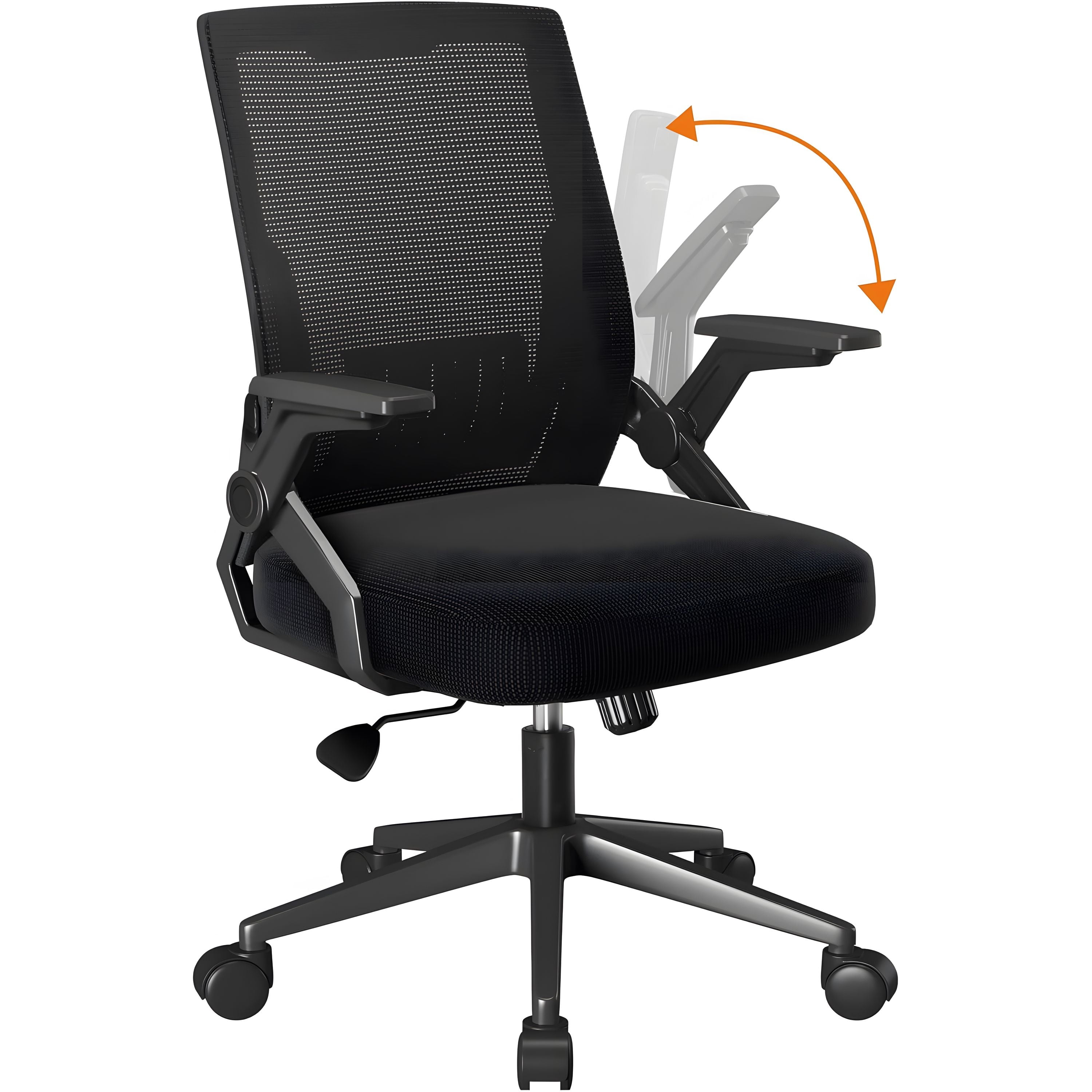 Black Large Ergonomic Mesh Swivel Task Chair with Adjustable Arms