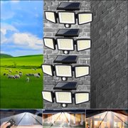 MYPOWR Solar Outdoor Lights 4 Pack 2500LM 210 LED Security Lights with Remote Control,3 Heads Motion Sensor Lights, IP65 Waterproof, 270° Wide Angle Flood Wall Lights with 3 Modes