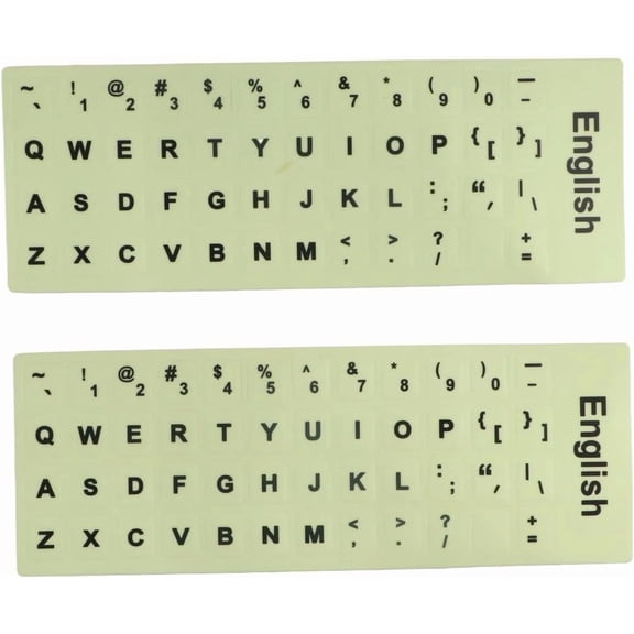 MYRAH- 2 Pcs Universal English Keyboard Stickers, Glow In The Dark English Letter Ke...