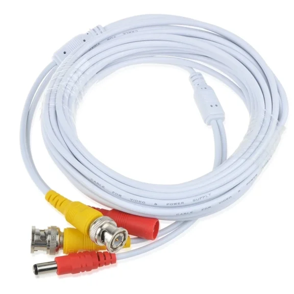 MYRAH- 25Ft White Bnc Video Power Siamese Cable For Analog Ahd Cvi Cctv Camera Dvr Kit